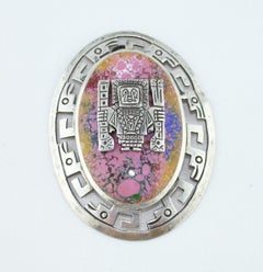 CMC Peruvian Inca Motif Sterling Silver & Enamel Pendant/Pin