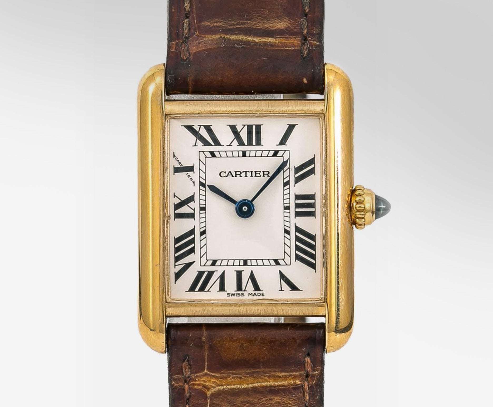 Cartier Tank Louis Cartier Small Model 18ct Gold Strap Watch W1529856 at  1stDibs