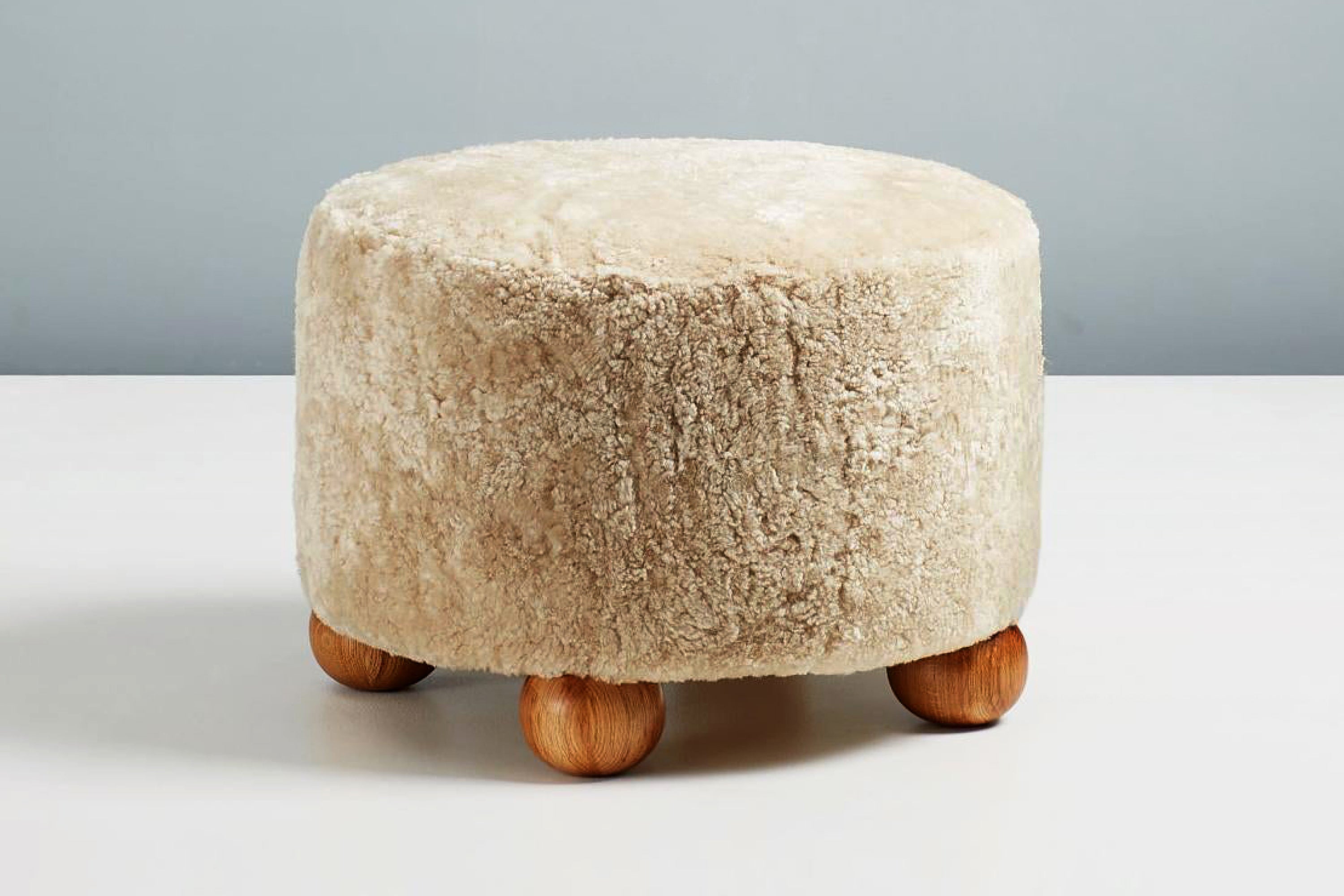 Sheepskin & Oak Ottoman