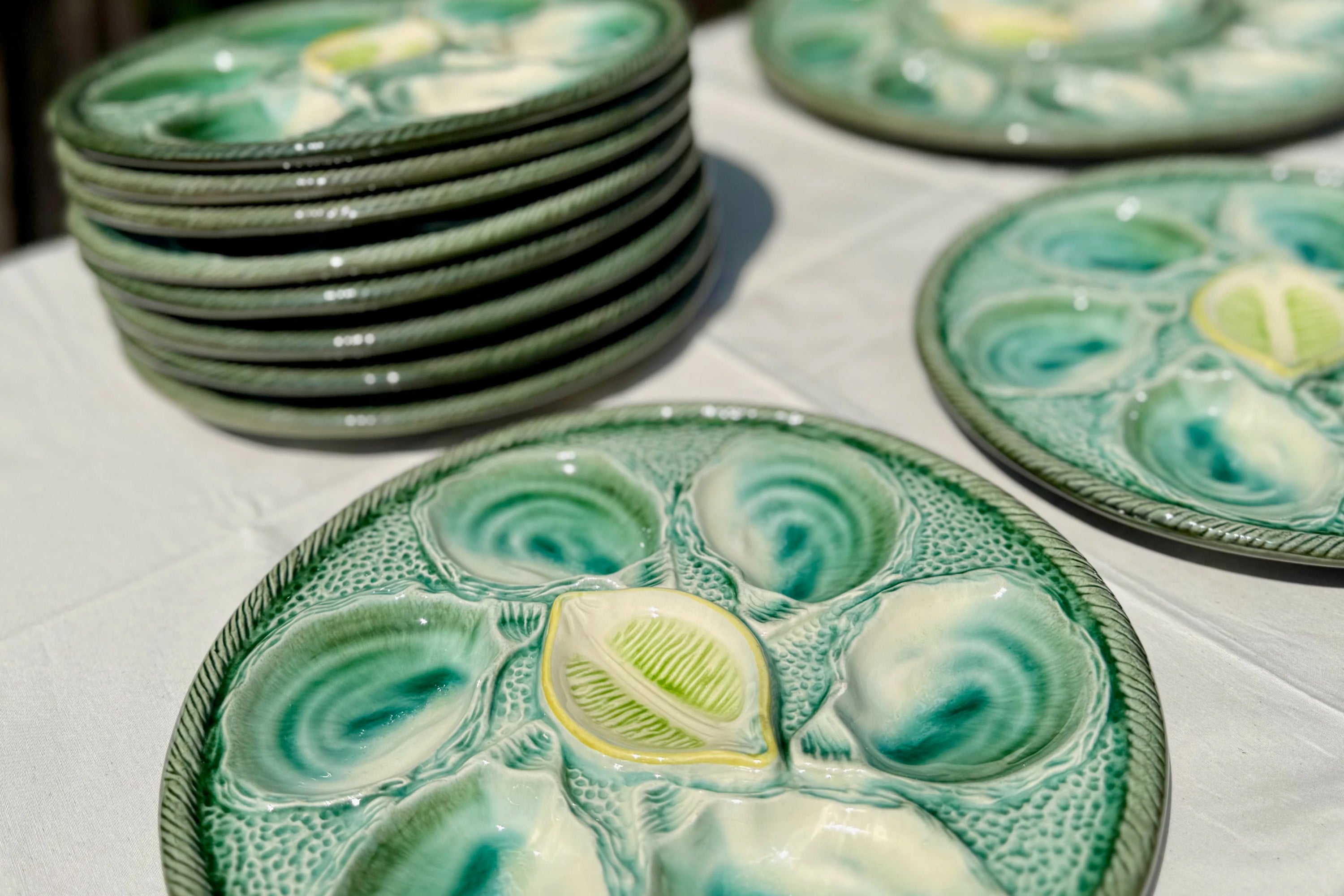 Sarreguemines Oyster Plate Set, 1950s