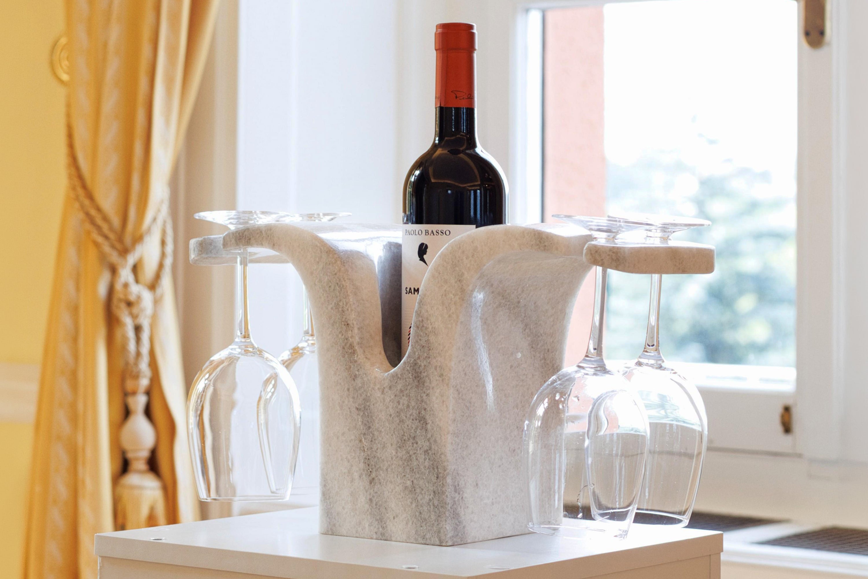 Swiss Cristallina Marble Bottle and Goblet Holder