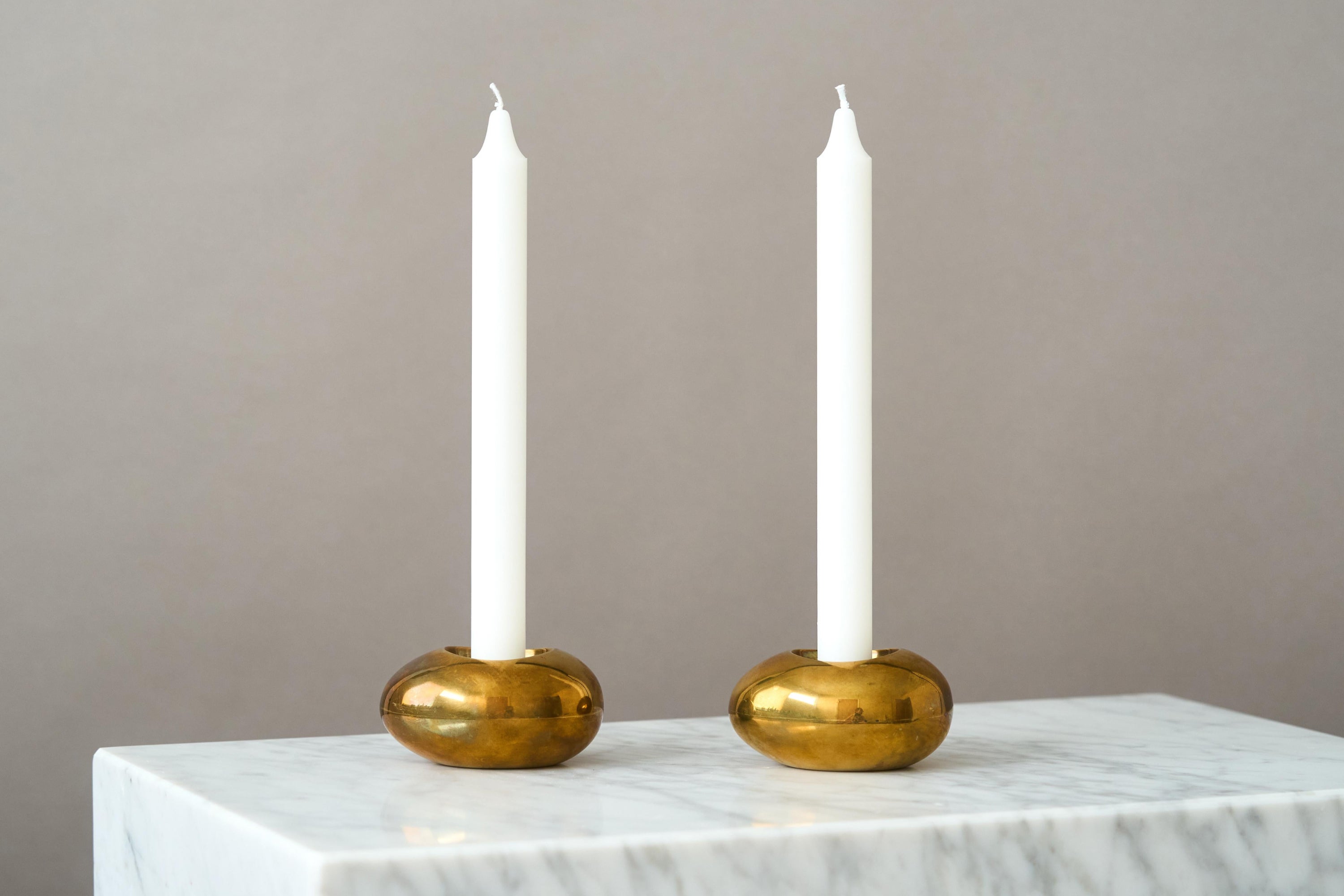 Danish Modernist Brass Candlesticks by Carl Cohr