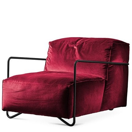 Je T'Attends Sessel in Magenta Samt und poliertem schwarzem Metall