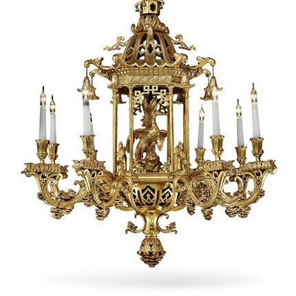 Vergoldeter Kronleuchter im Chinese-Chippendale-Stil, Spätes 19. Jahrhundert