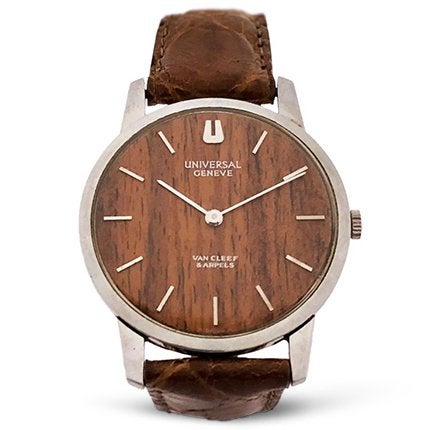 Van Cleef & Arpels Universal Geneve Holz Zifferblatt Stahl mechanische Armbanduhr