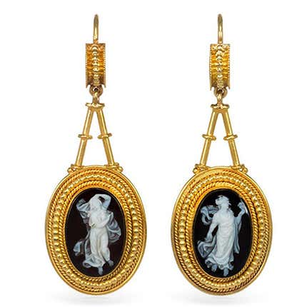 Victorian Cameo Earrings , ca. 1875