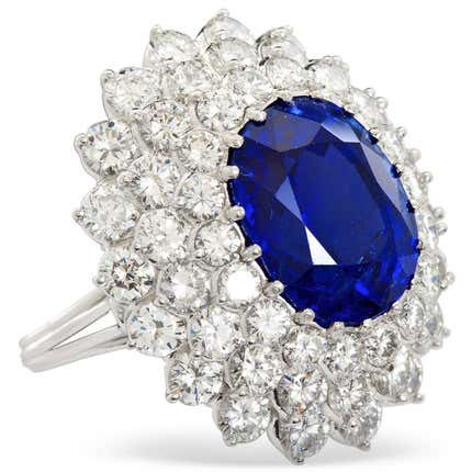 TMW Jewels Co. Sapphire & Diamond Cluster Ring, 2000s