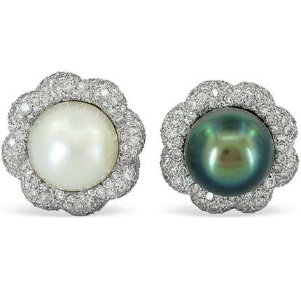 Verdura South Sea Pearl & Diamond Earrings, 1990s