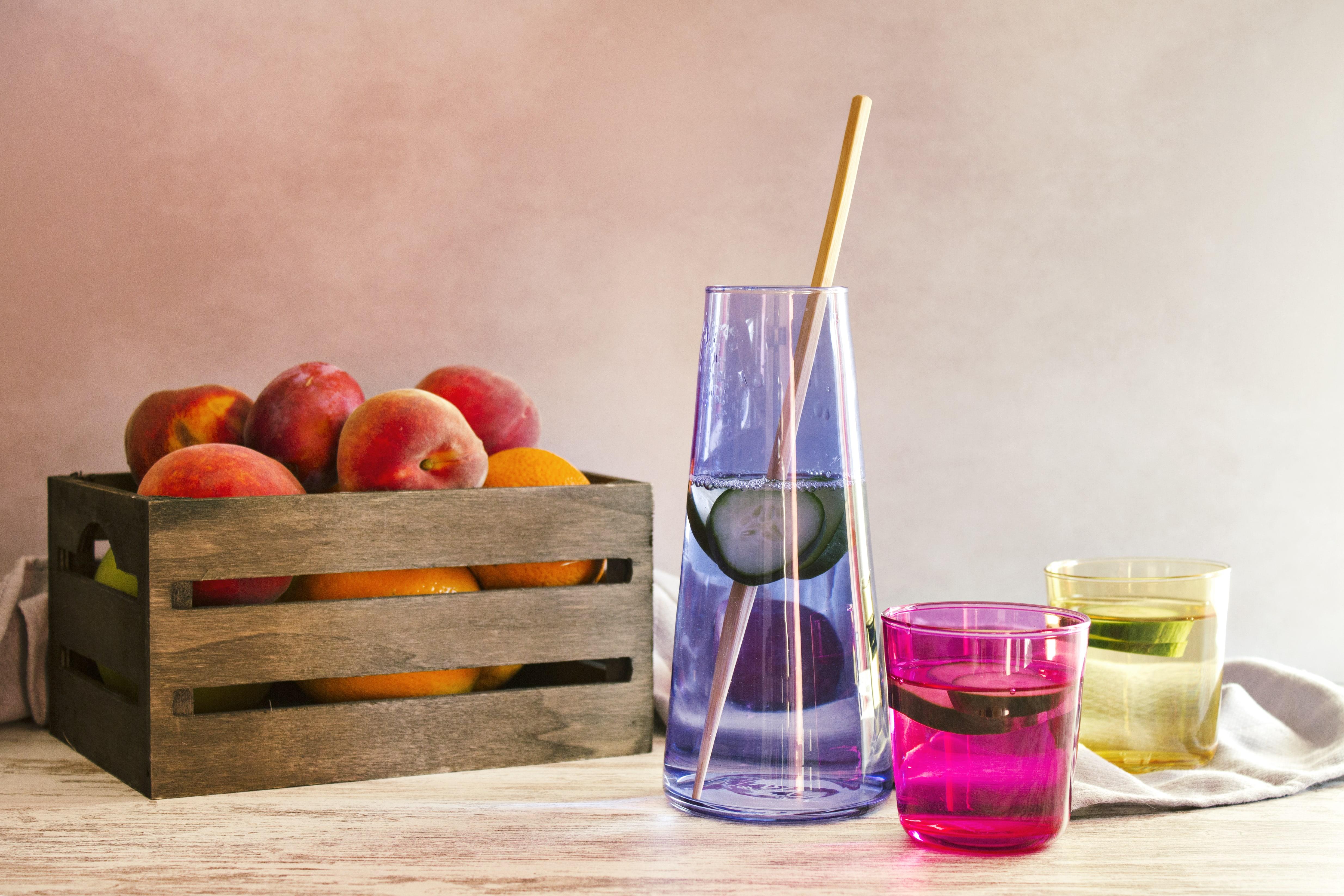 Cmyk, Playful Color Theory Inspired Glass and Carafe Set by Ojeam Studio For Sale 8