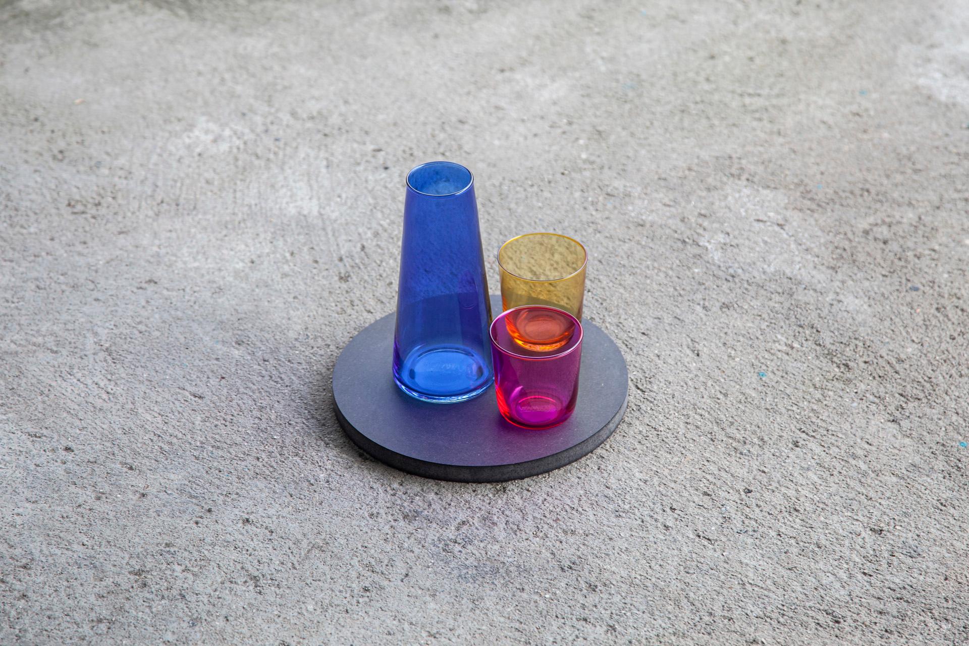 Cmyk, Playful Color Theory Inspired Glass and Carafe Set by Ojeam Studio In New Condition For Sale In Caldas da Rainha, PT