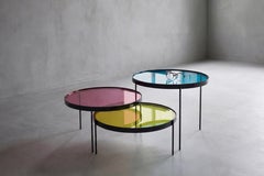 CMYK Rotating Glass Coffee Table, Italian Contemporary Collectible Furniture