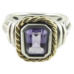 Vintage CNA Pranda Sterling Silver 14K Purple Stone Ring