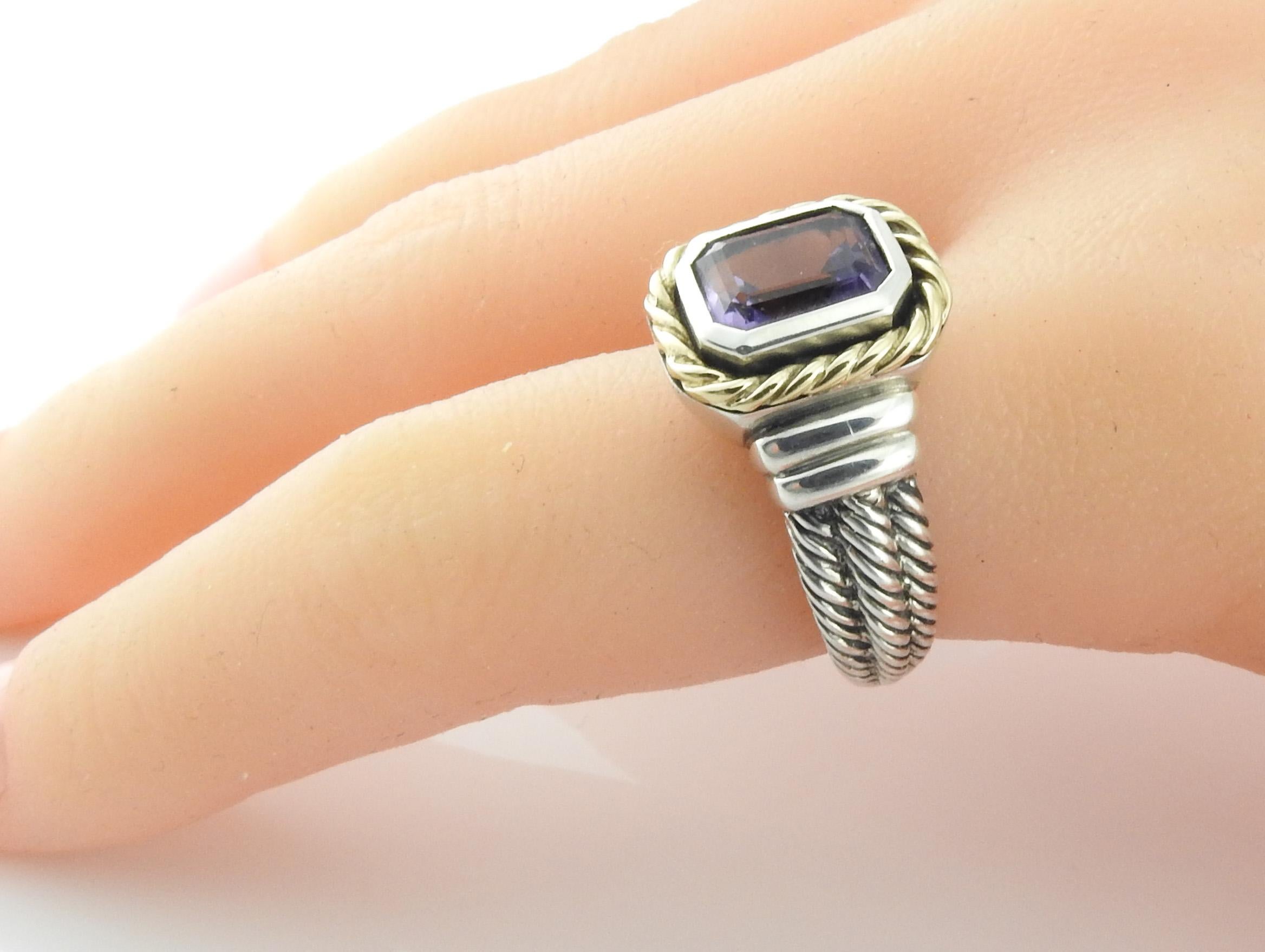 Women's or Men's CNA Pranda Sterling Silver 14K Purple Stone Ring