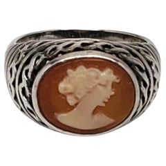 CNA Sterling Silver Cameo Ring Size 7 #17547