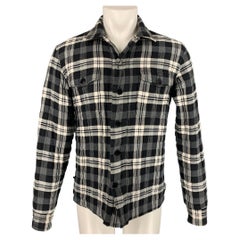 C'N'C by CoSTUME NATIONAL Size 40 Black & White Plaid Polyester / Cotton Shirt 