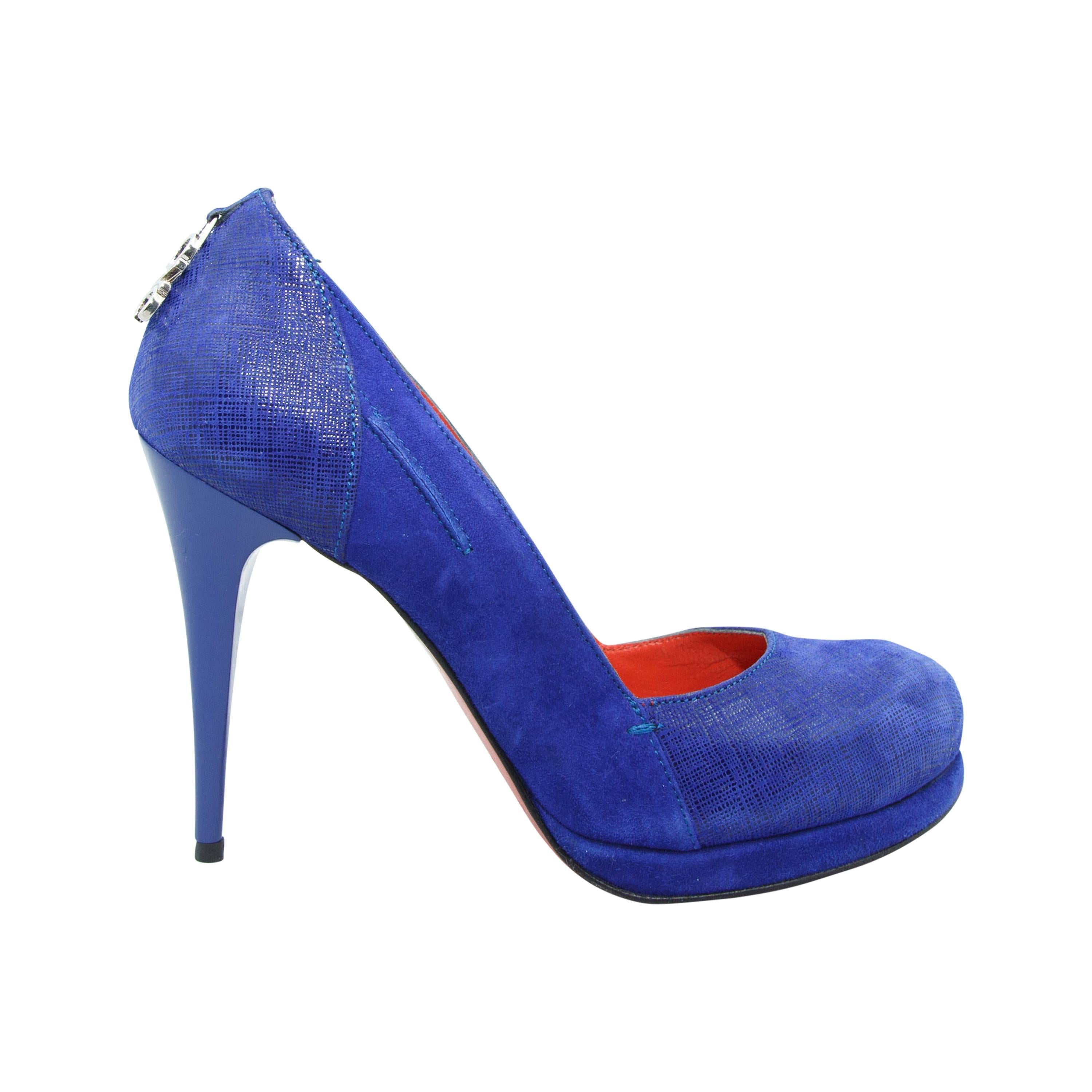 C'N'C' Costume National Blue Suede Platform Heels