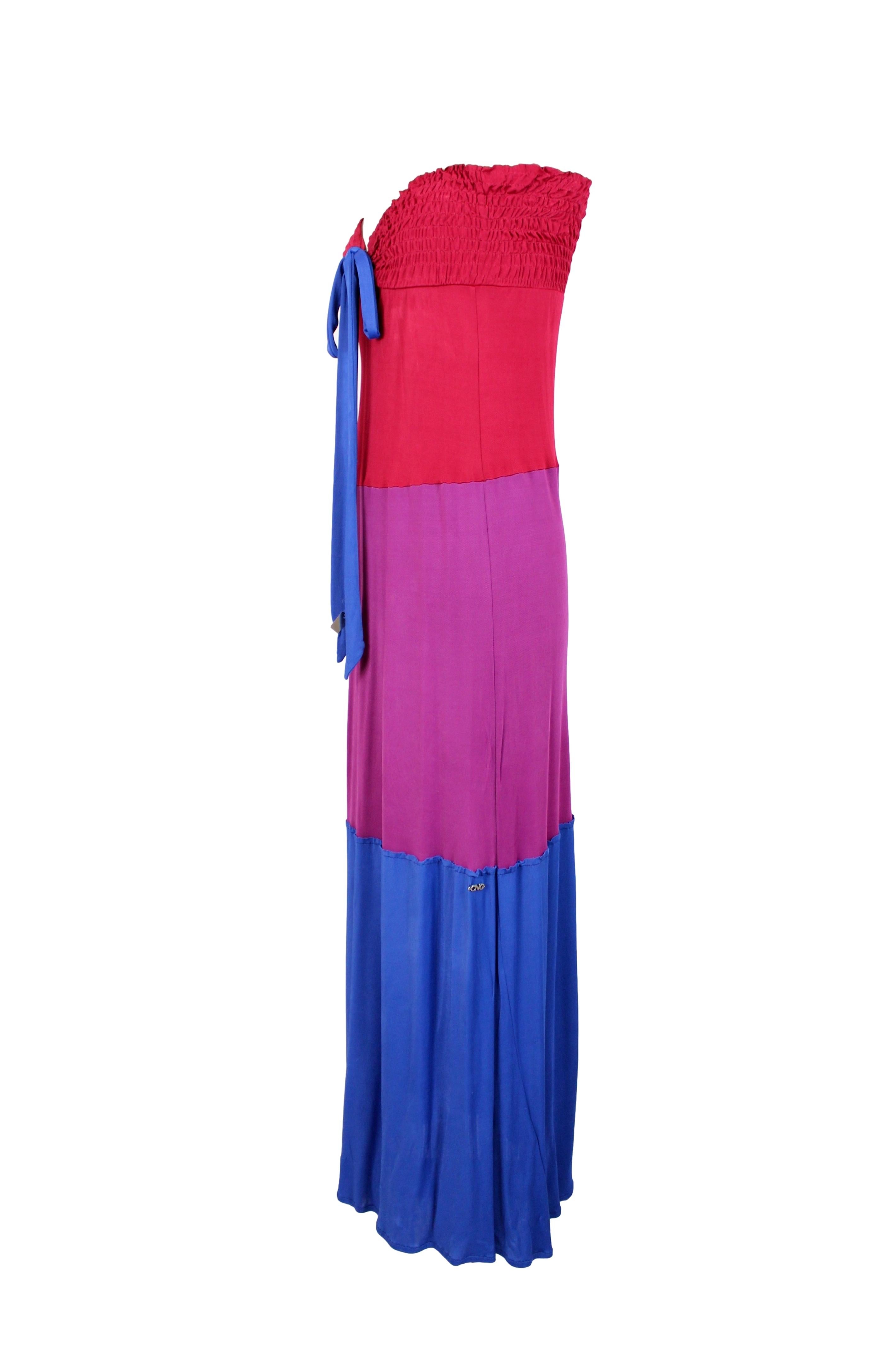 Women's C'N'C Costume National Red Purple Blue Viscose Long Cocktail Dress