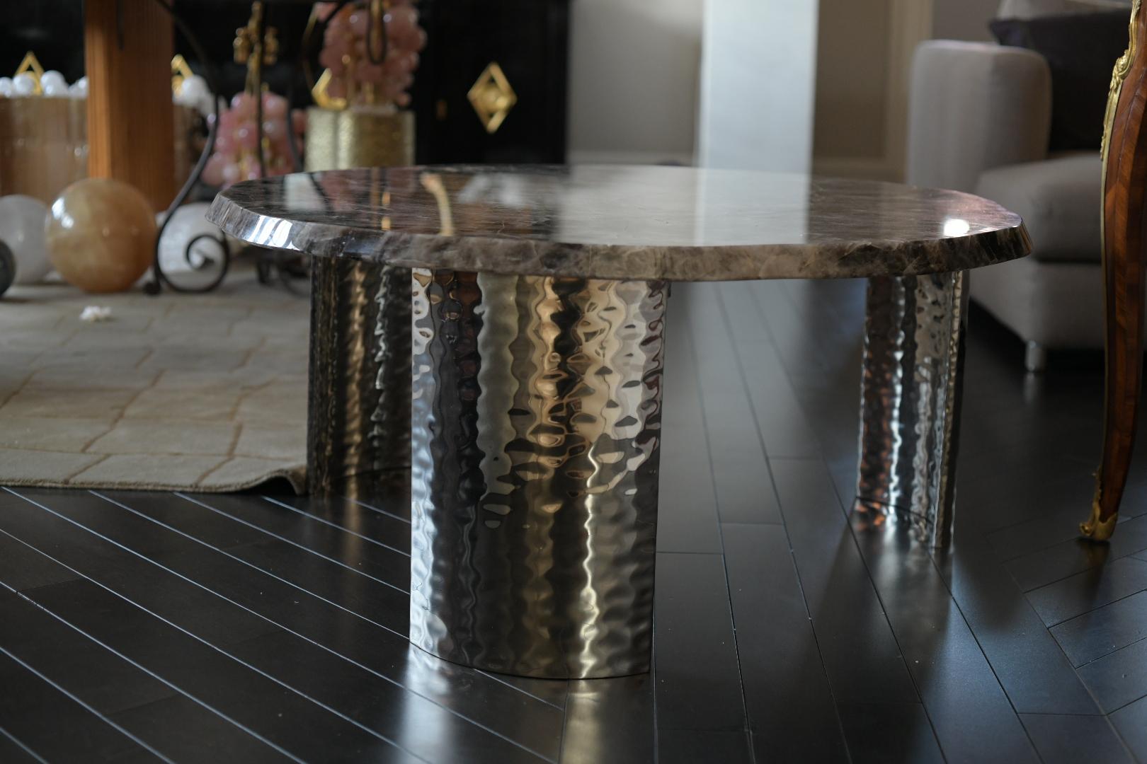 CNS Smoky Rock Crystal Cocktail Table by Phoenix In Excellent Condition For Sale In New York, NY