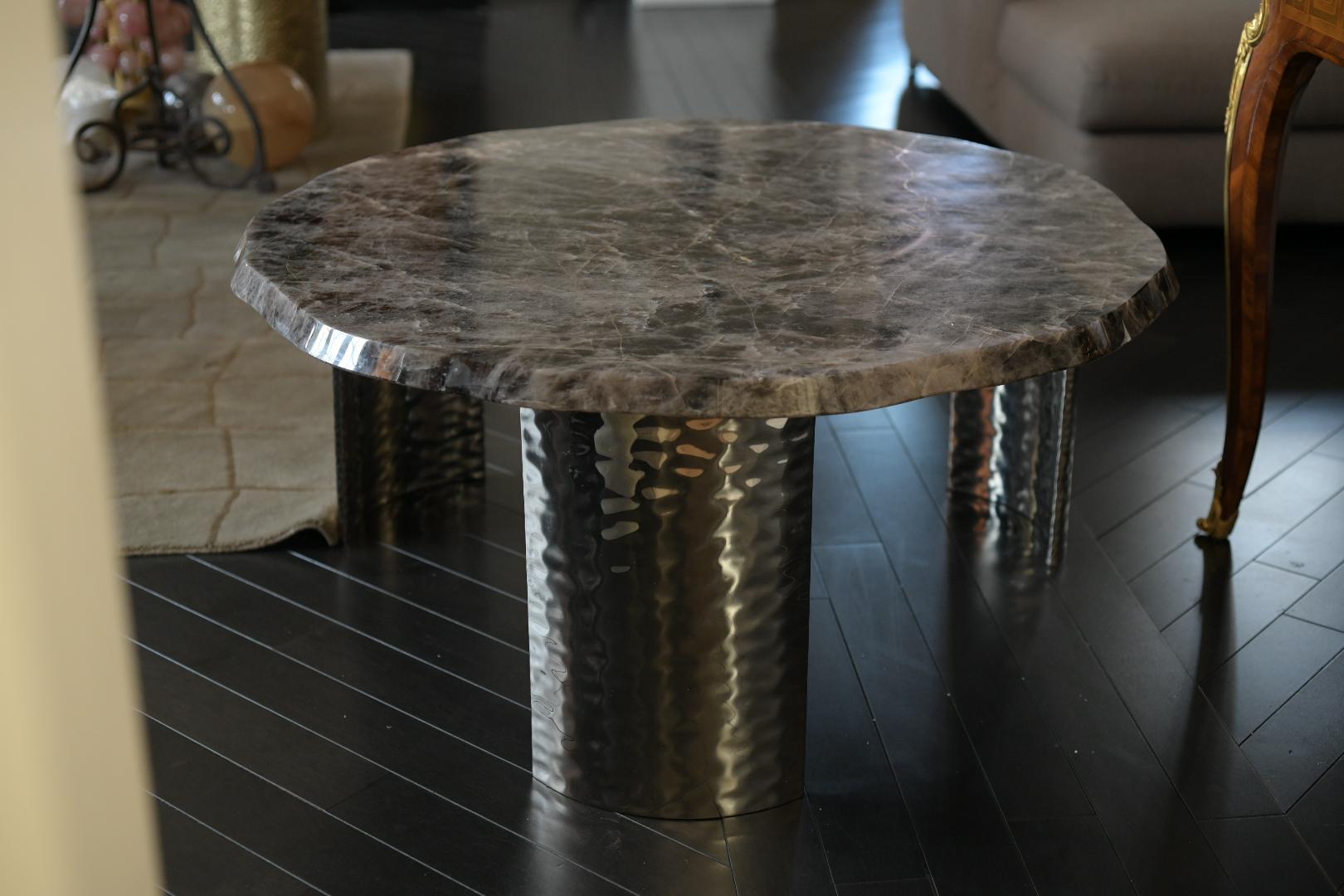 Contemporary CNS Smoky Rock Crystal Cocktail Table by Phoenix For Sale