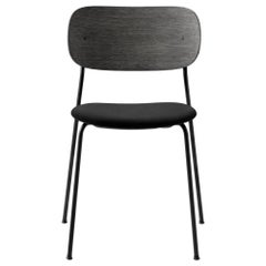 Co Chair, Dining Chair in Black Oak with Black Icon Leather and No Armrest