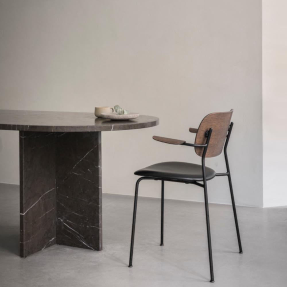 Co Chair, Wood Seat with Armrest, Natural Oak Seat 'Grey 130' /Black Legs 2