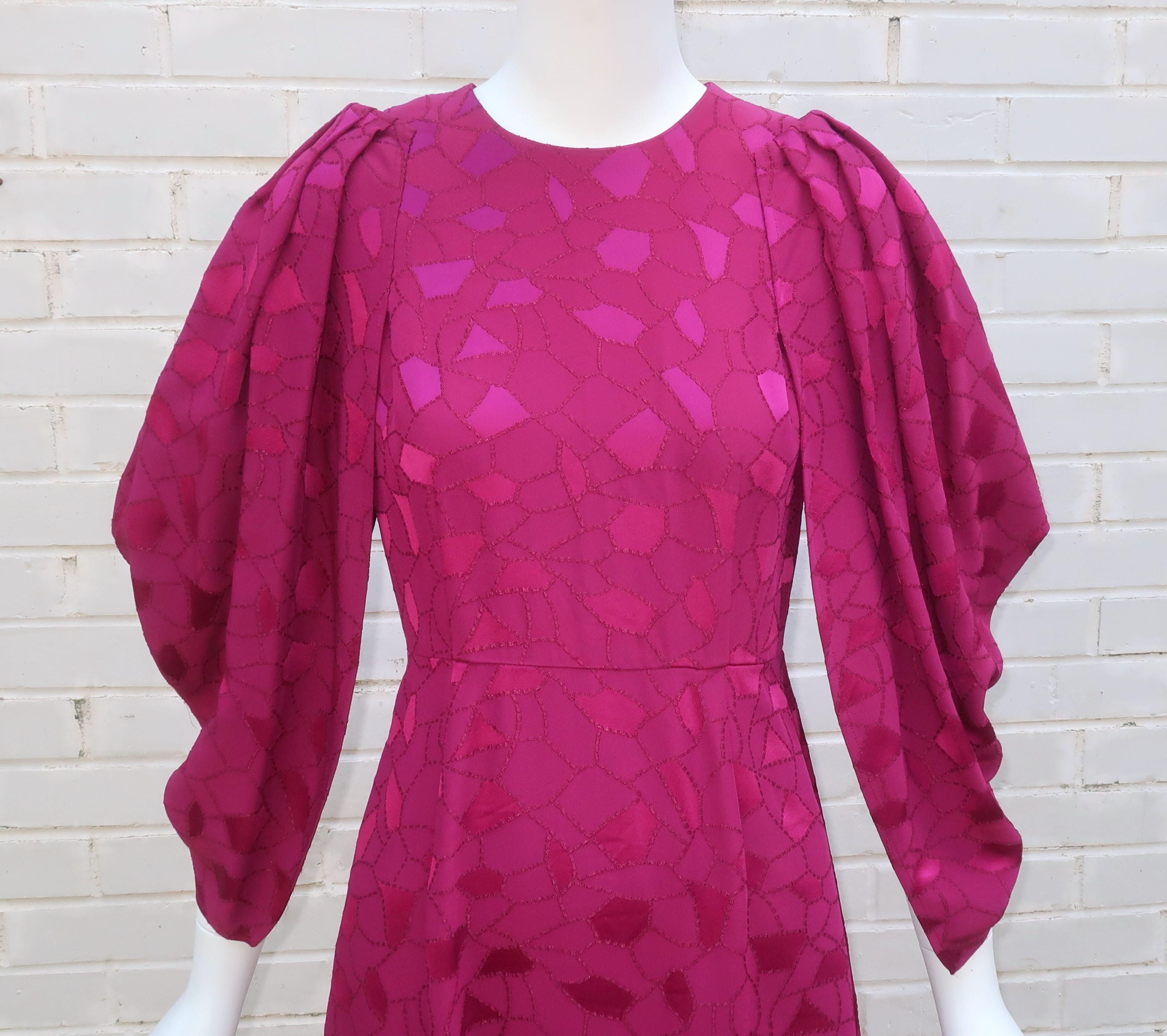 Red CO Cocoon Sleeve Magenta Dress, 2018 For Sale