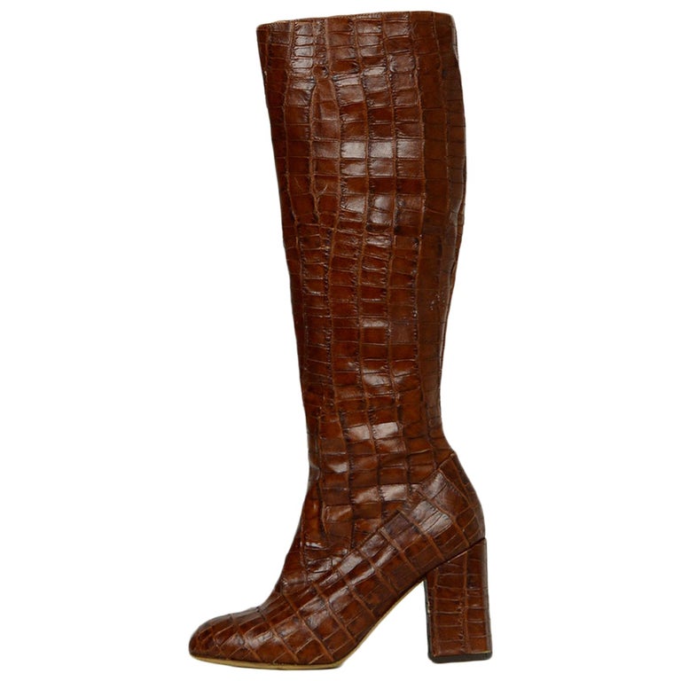 cognac croc booties