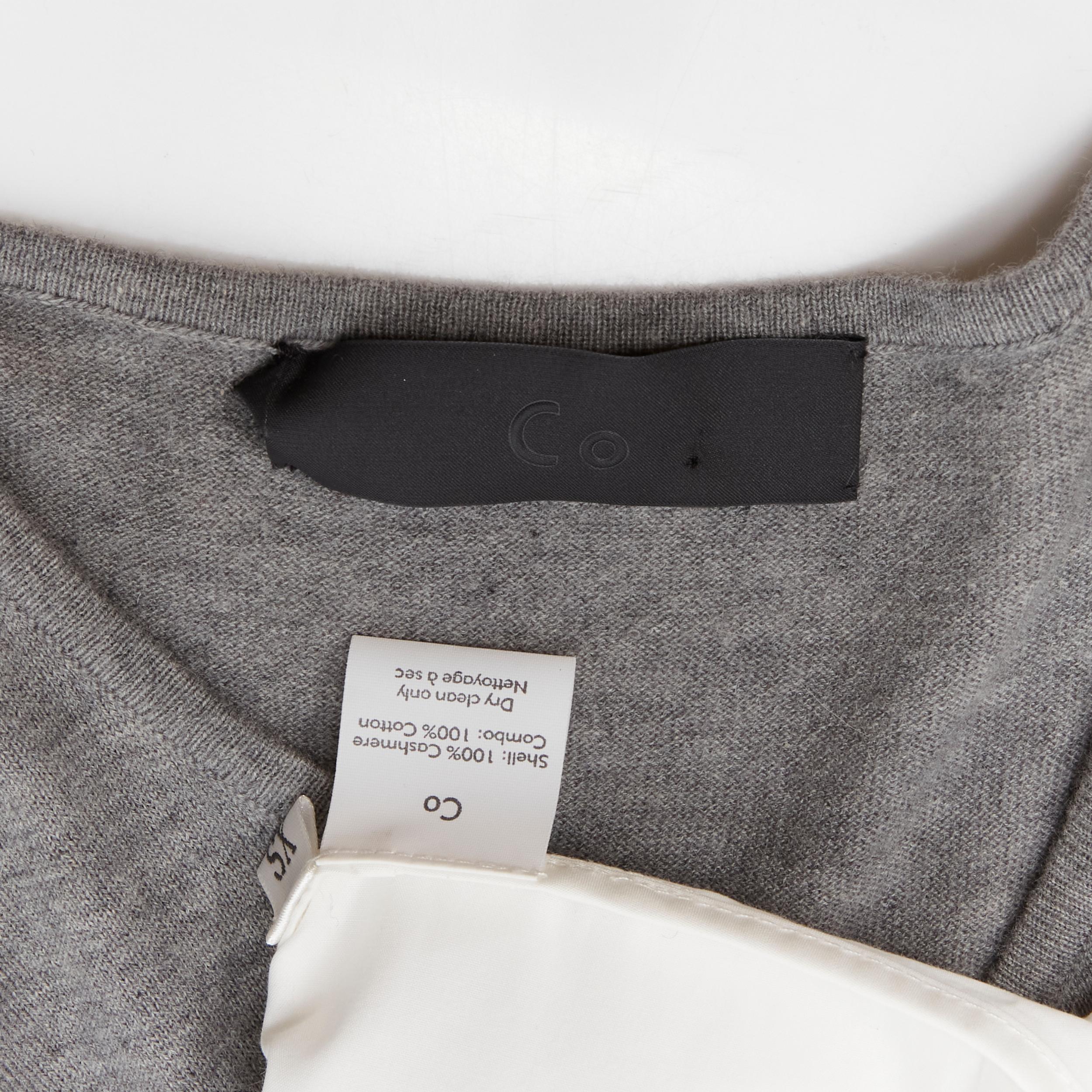 CO. COLLECTION 100% cashmere grey cropped sweater white flared layered top XS For Sale 7
