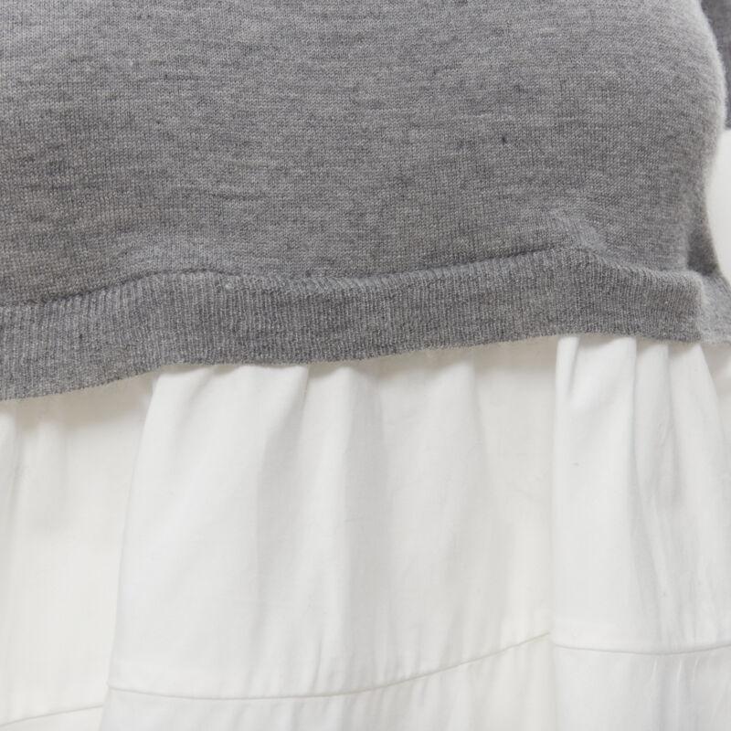 Gris CO. COLLECTION 100% cachemire pull cropped gris top superposé évasé blanc XS en vente