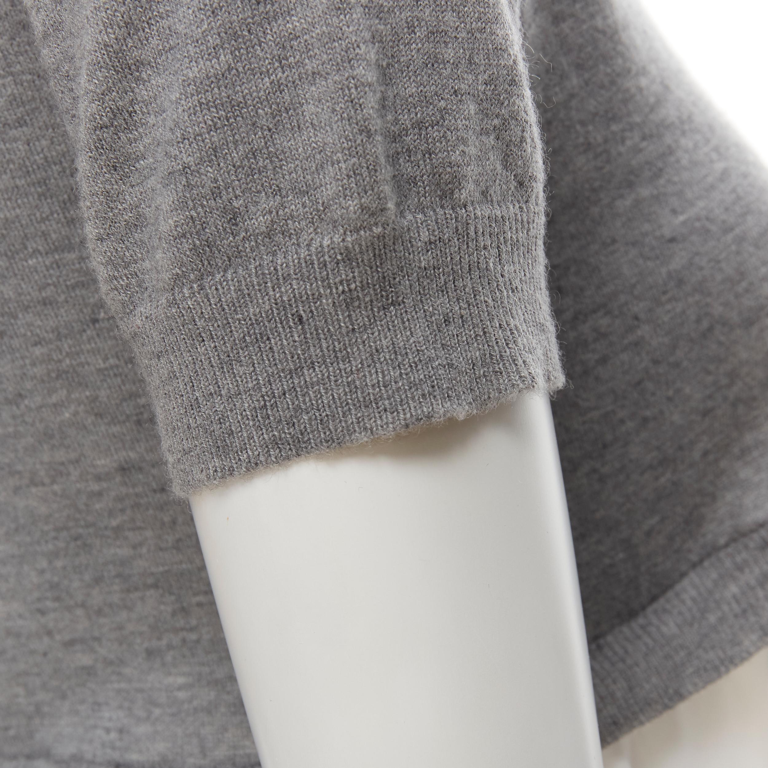 CO. COLLECTION 100% cashmere grey cropped sweater white flared layered top XS For Sale 2