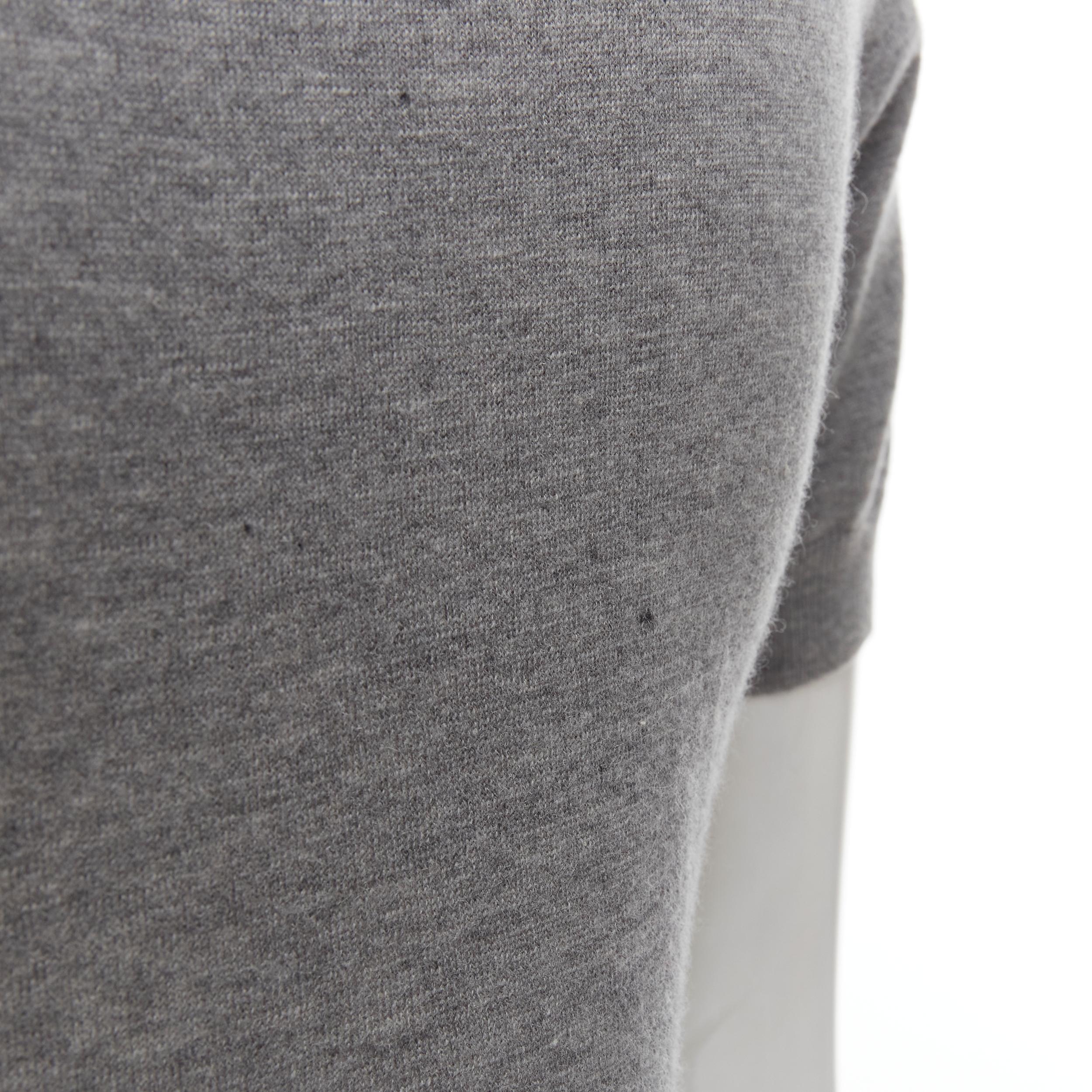 CO. COLLECTION 100% cashmere grey cropped sweater white flared layered top XS For Sale 3