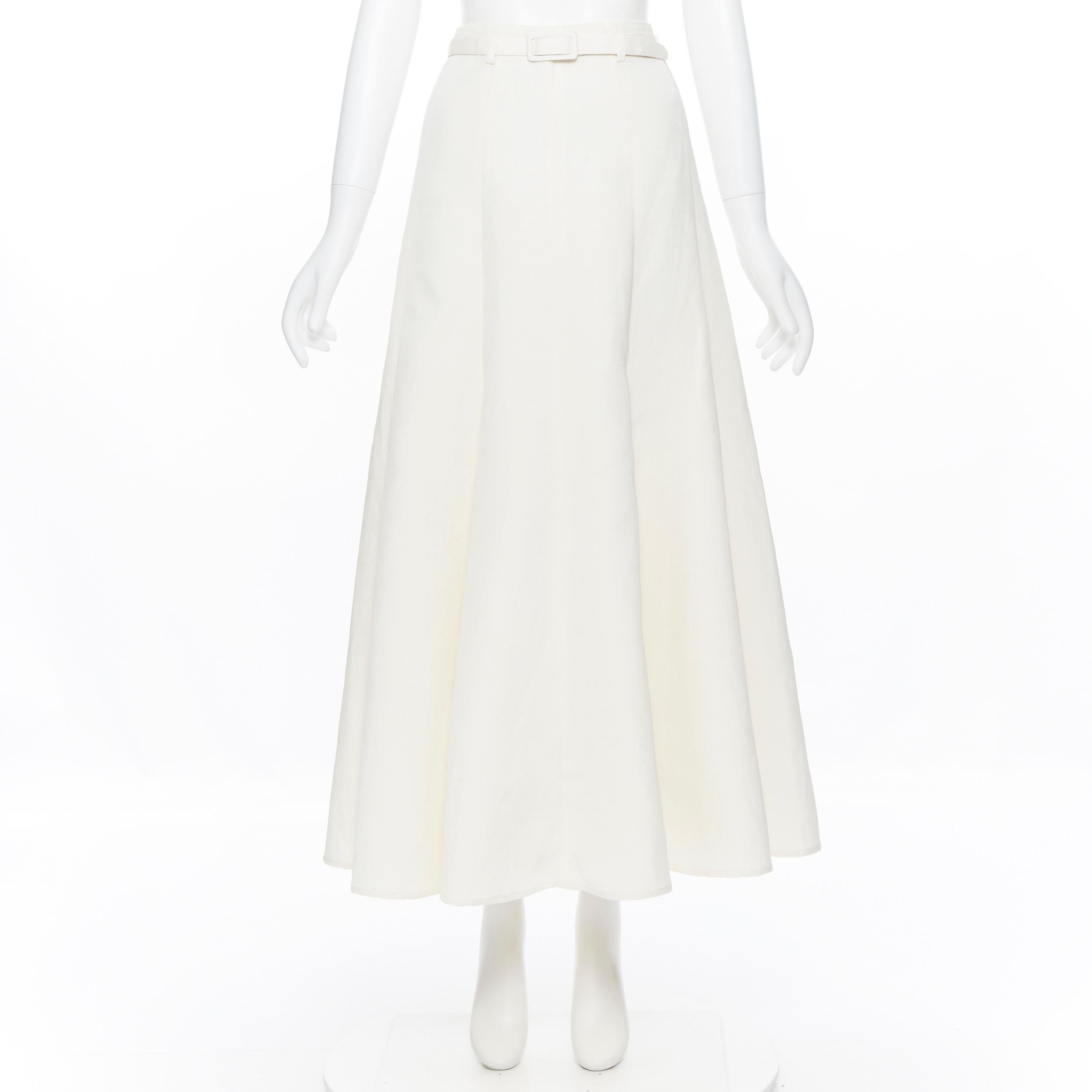 white silk midi skirt