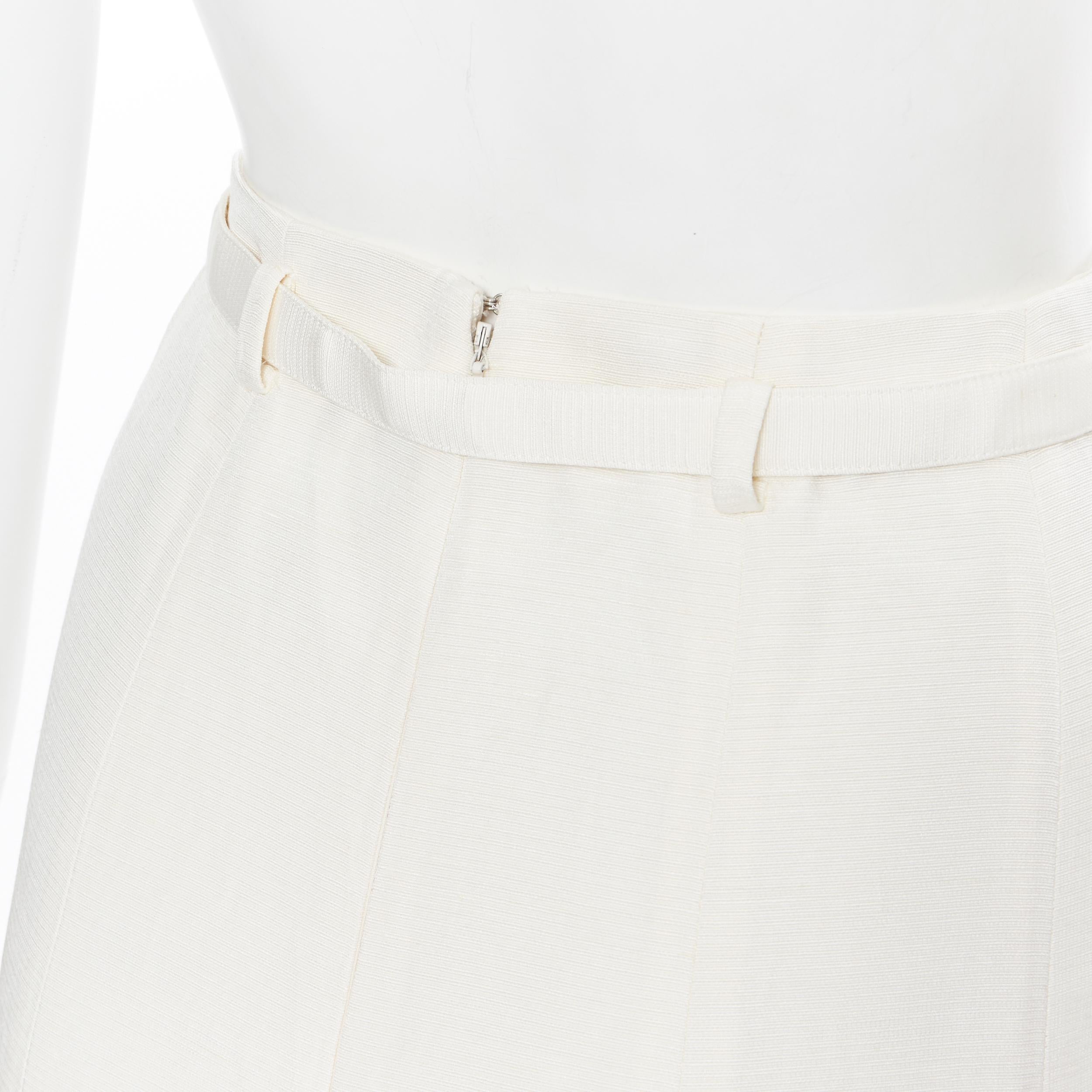 Women's CO COLLECTION Italian  Fabric ivory white silk cotton blend belted midi skirt XS