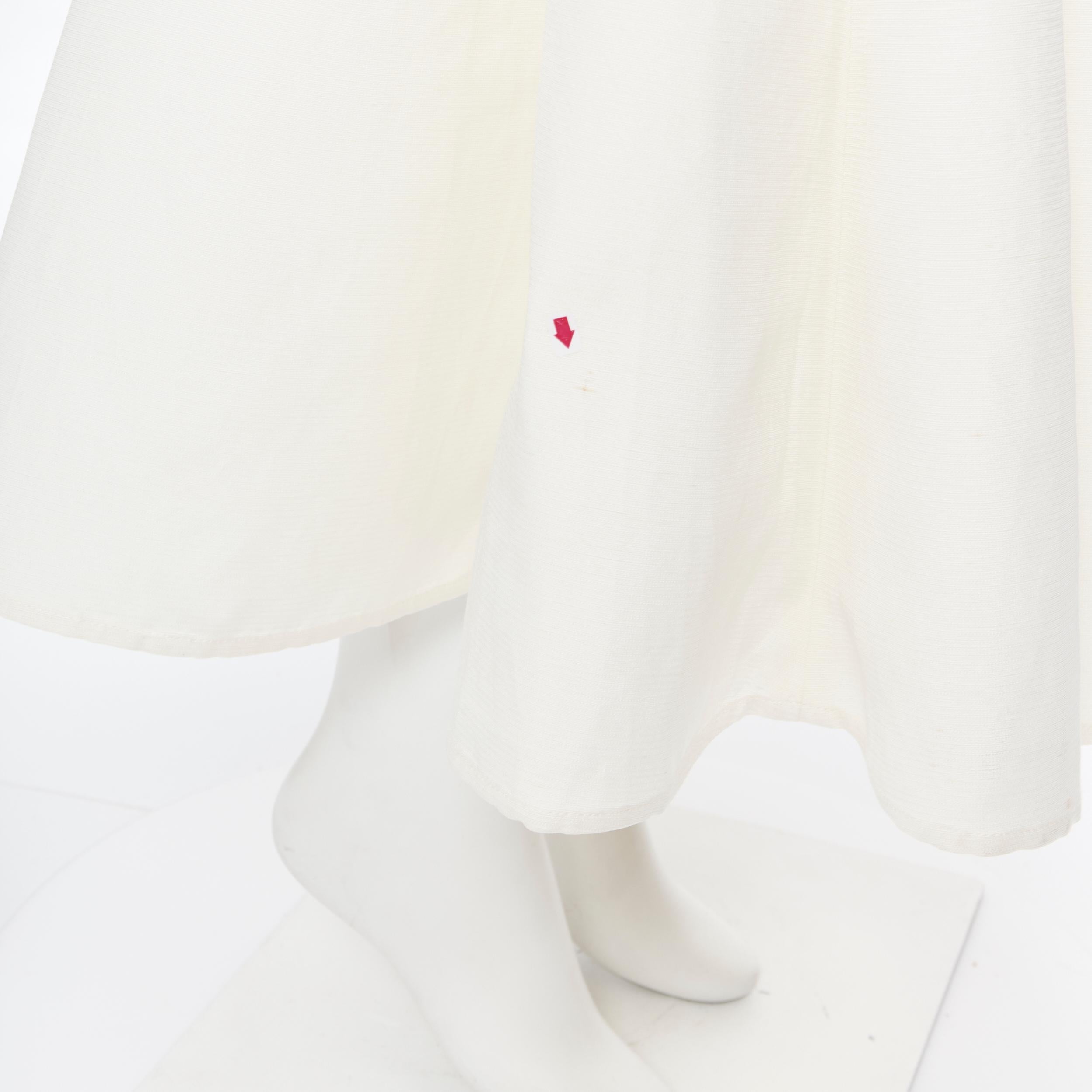 CO COLLECTION Italian  Fabric ivory white silk cotton blend belted midi skirt XS 1