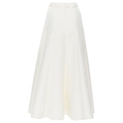 CO COLLECTION Italian  Fabric ivory white silk cotton blend belted midi skirt XS