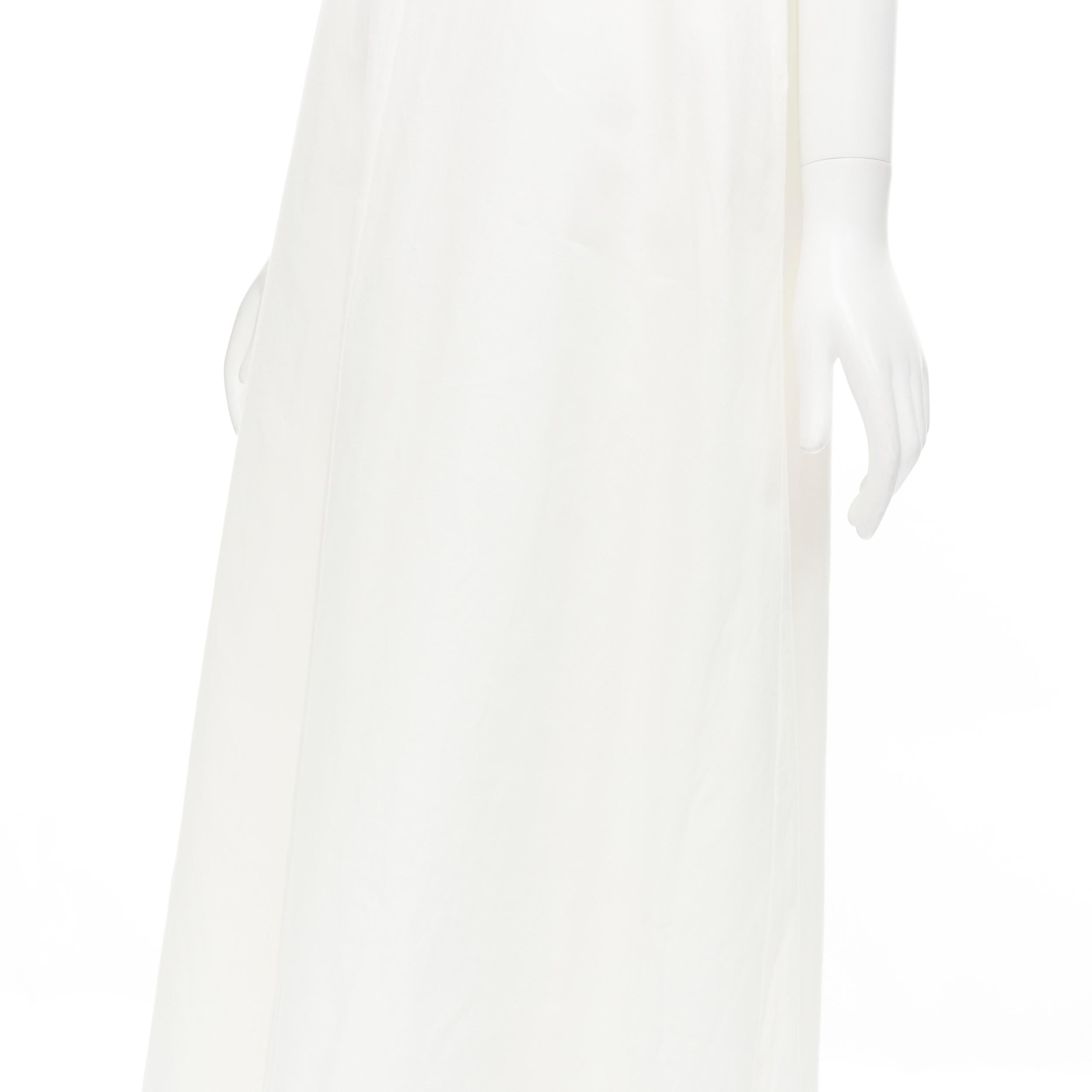 CO Collection white linen cotton sleeveless V-neck A-line flared maxi dress XS For Sale 2