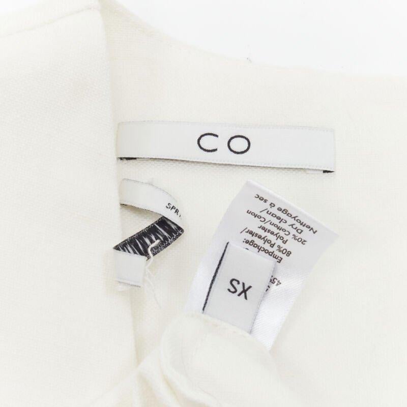 CO Collection white linen cotton sleeveless V-neck A-line flared maxi dress XS For Sale 3