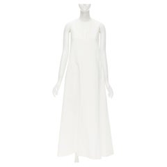 CO Collection white linen cotton sleeveless V-neck A-line flared maxi dress XS