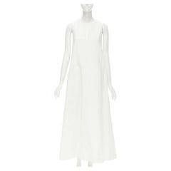 CO Collection white linen cotton sleeveless V-neck A-line flared maxi dress XS