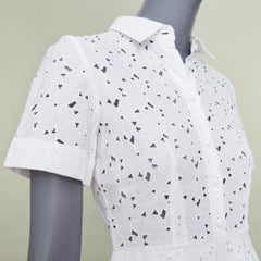 CO COLLECTIONS 2021 white broderie anglaise eyelet cotton midi shirt dress XS