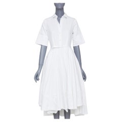 CO COLLECTIONS Essentials white cotton poplin belted asymmetric midi shirt dress