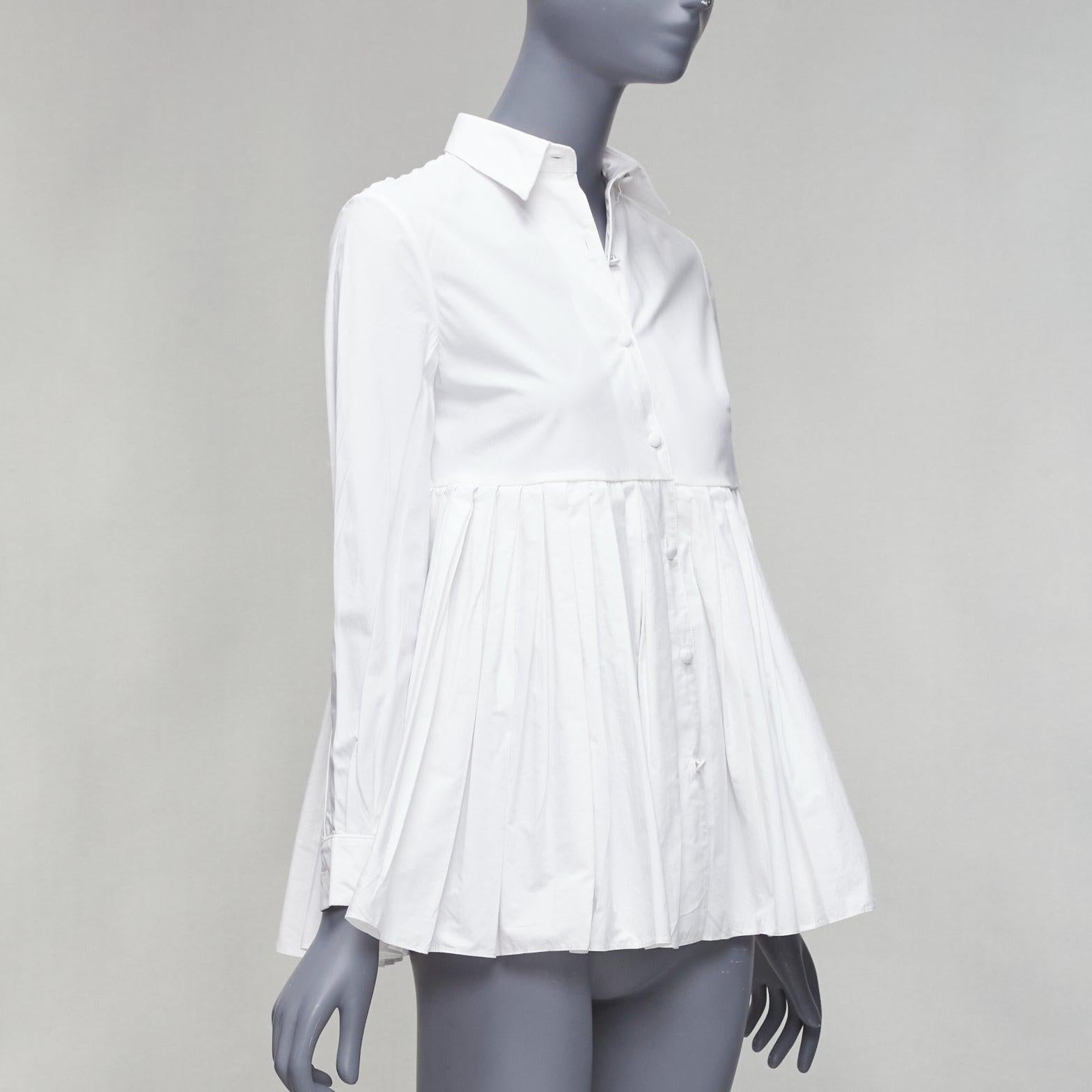 Grigio CO COLLECTIONS camicia in cotone bianco a vita alta con peplo plissettato US0 XS in vendita