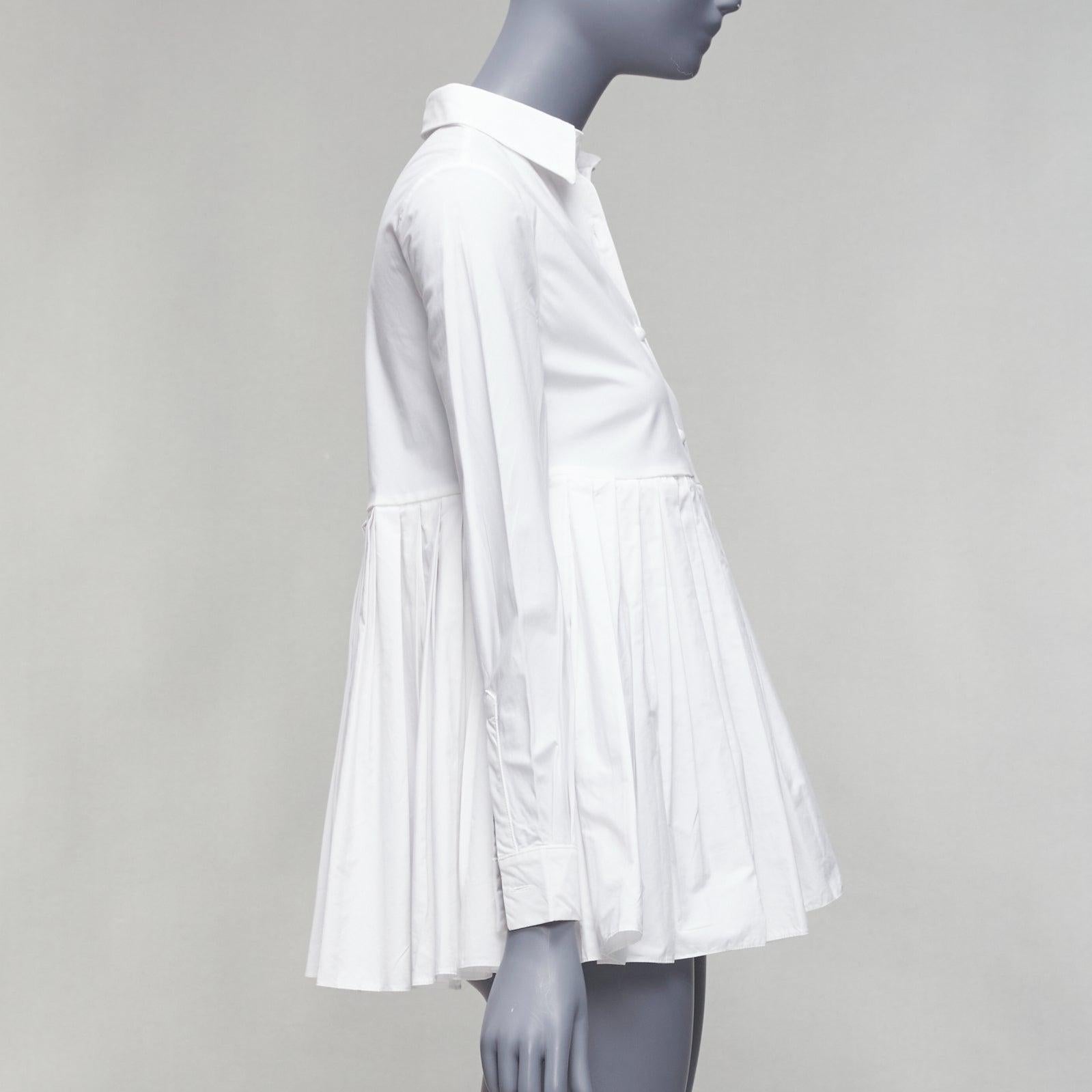CO COLLECTIONS camicia in cotone bianco a vita alta con peplo plissettato US0 XS In condizioni buone in vendita a Hong Kong, NT