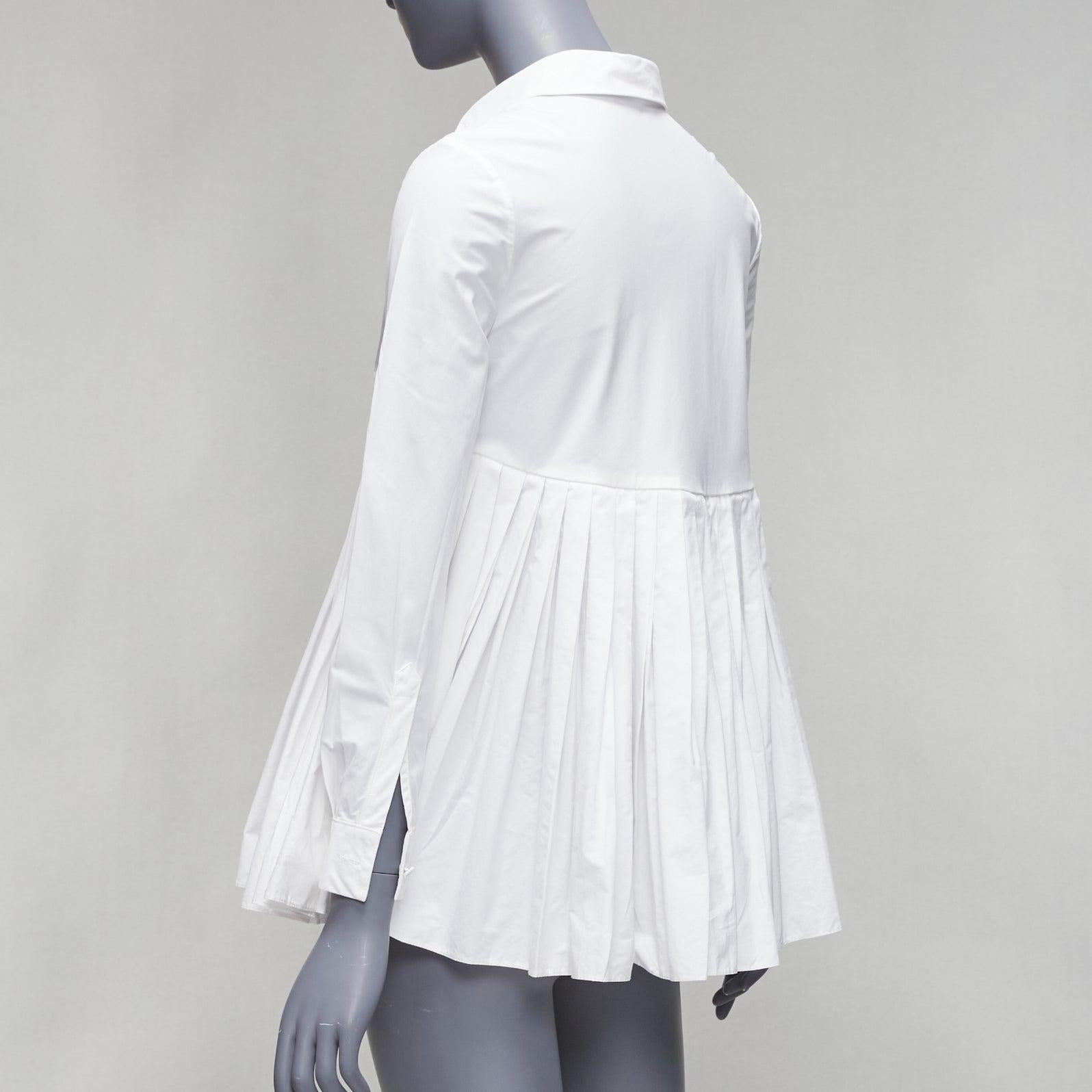 COLLECTIONS chemise péplum plissée à taille haute en coton blanc taille US0 XS en vente 2