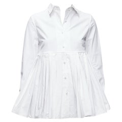 CO COLLECTIONS algodón blanco cintura alta plisado peplum vestido camisa US0 XS