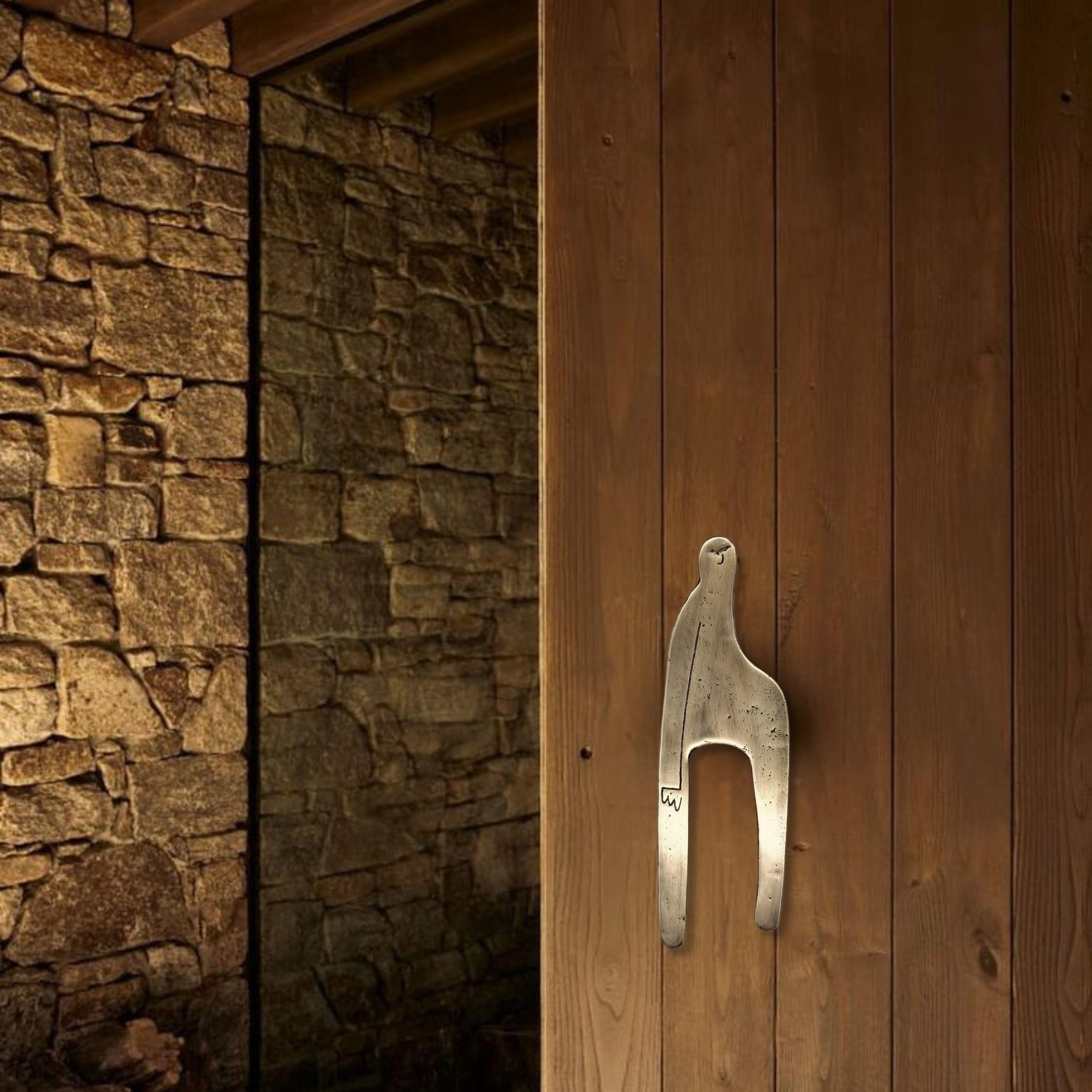 Expressionist Co-Created solid brass door pull 22 x 9 cm  Open Manifest Collection For Sale