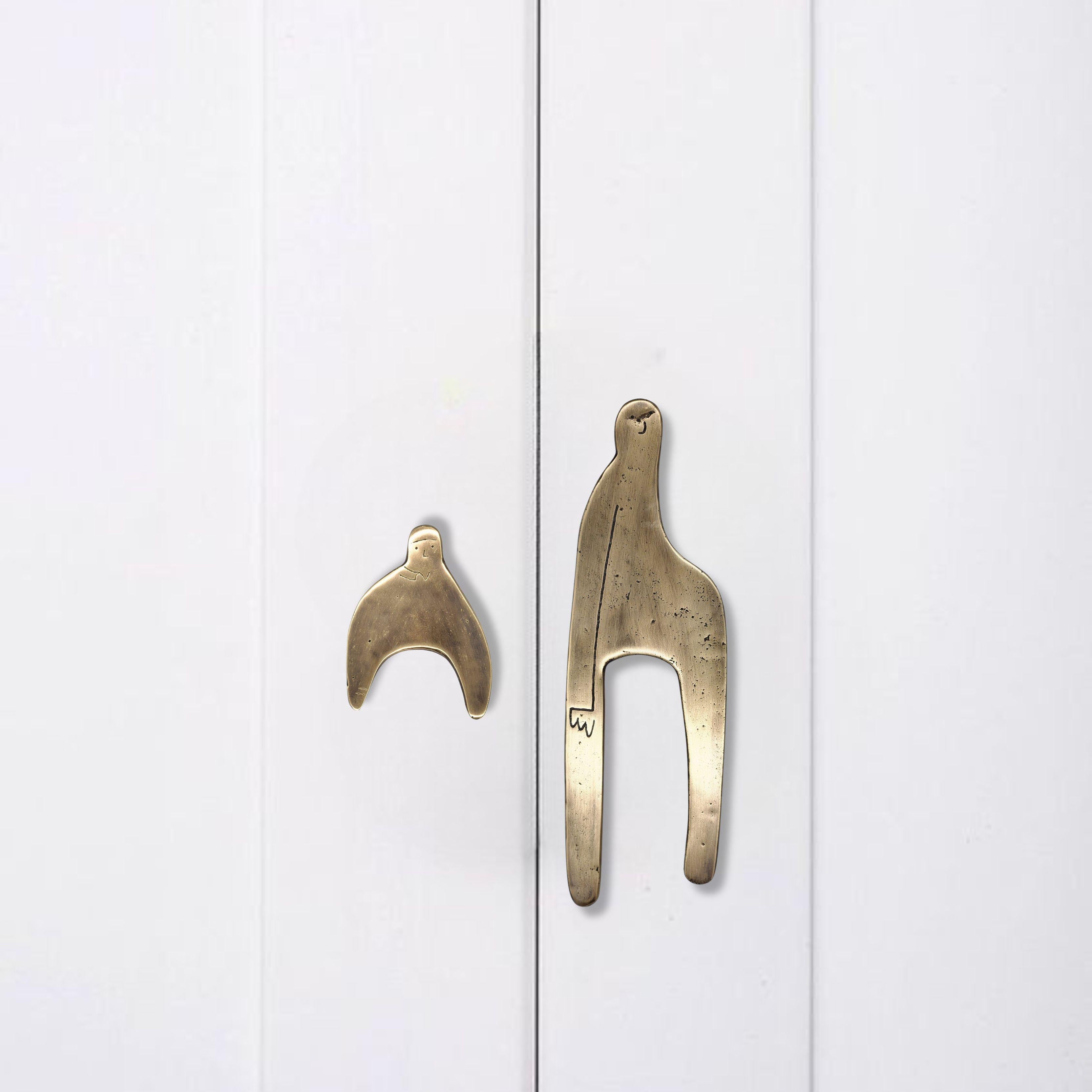 Forged Co-Created solid brass door pull 22 x 9 cm  Open Manifest Collection For Sale
