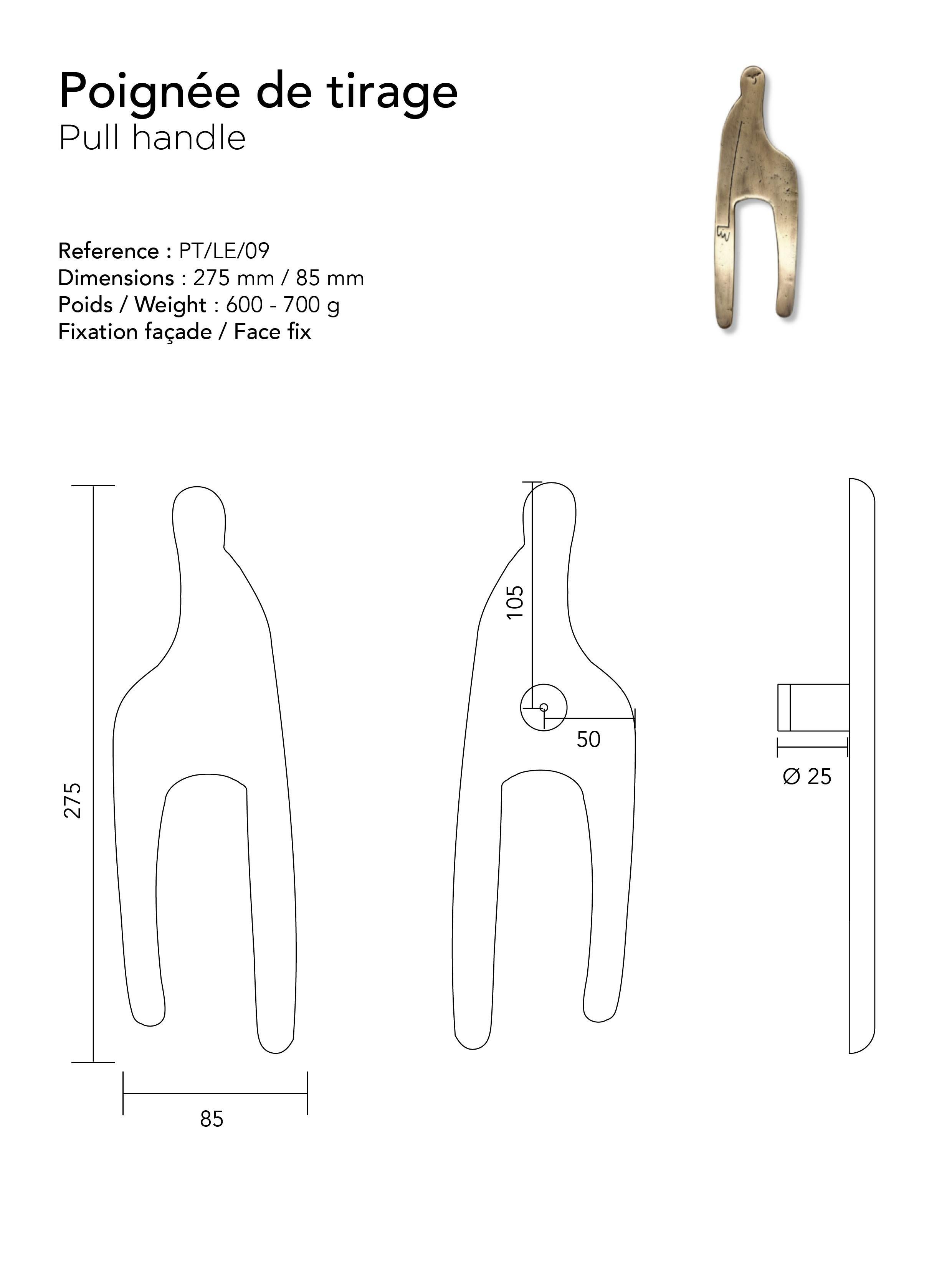 Contemporary Co-Created solid brass door pull 22 x 9 cm  Open Manifest Collection For Sale