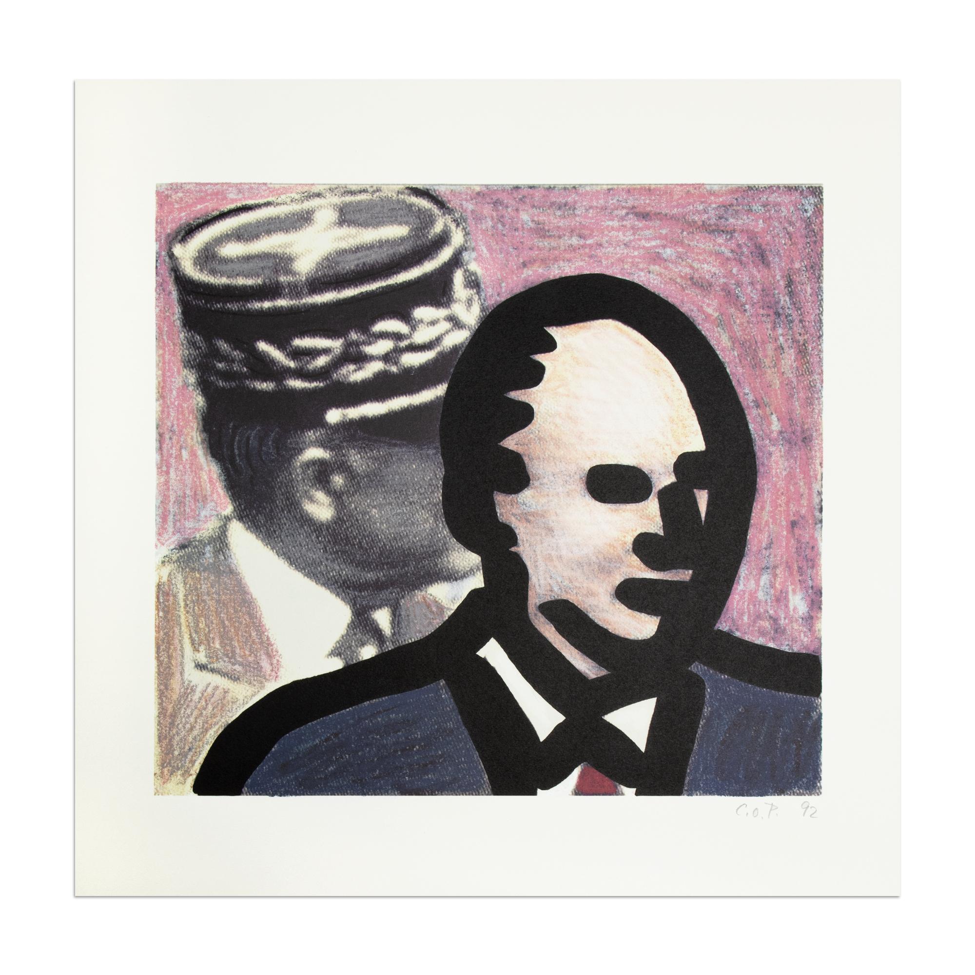 C.O. Paeffgen (Deutsch, 1933-2019)
Charles de Gaulle, 1992
Medium: Offsetlithografie auf Karton
Abmessungen: 49,5 x 50 cm
Auflage von 100: Monogrammiert, nummeriert und datiert
Zustand: Sehr gut