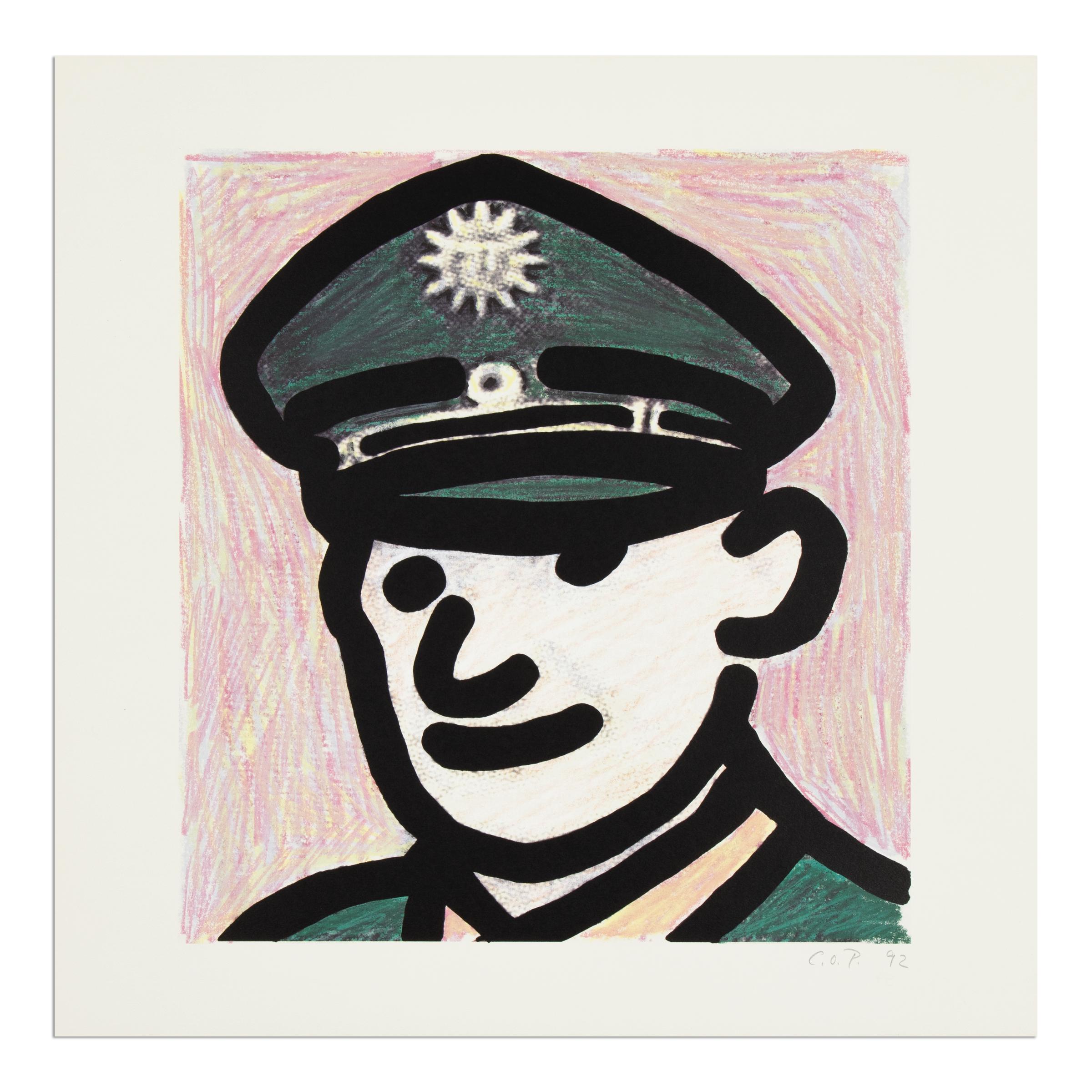 C.O. Paeffgen (tedesco, 1933-2019)
Polizist, 1992
Mezzo: Litografia offset su cartoncino
Dimensioni: 49.5 x 50 cm
Edizione di 100 esemplari: monogrammati, numerati e datati
Condizioni: Molto buono
